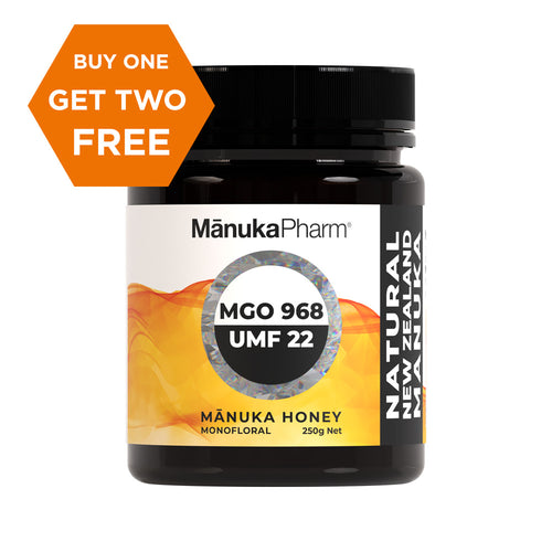 MGO968/UMF22 Mānuka Honey 250g Monofloral